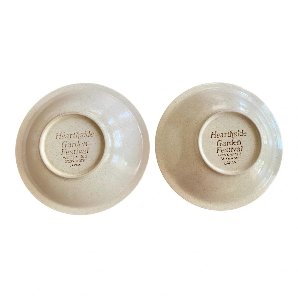 Vintage Hearthside Garden Festival Cereal Bowls Set of 2 Stoneware 6.75